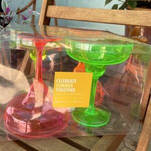 NEW in original box | 4 Neon acrylic Margarita glasses | Holds 15.2oz